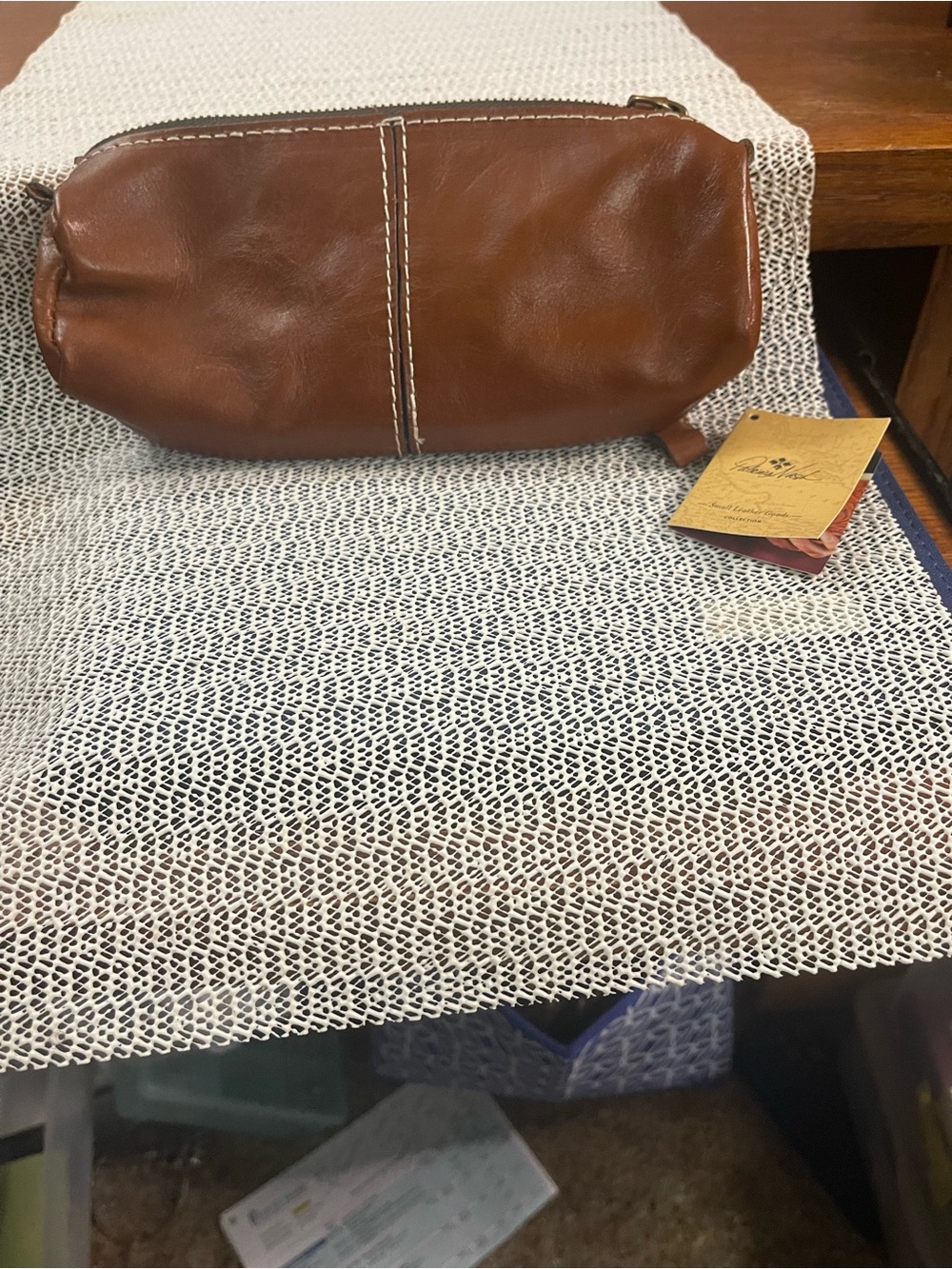 NWT Patricia Nash Brown Leather Zippered Pouch/Wallet wristlet ,